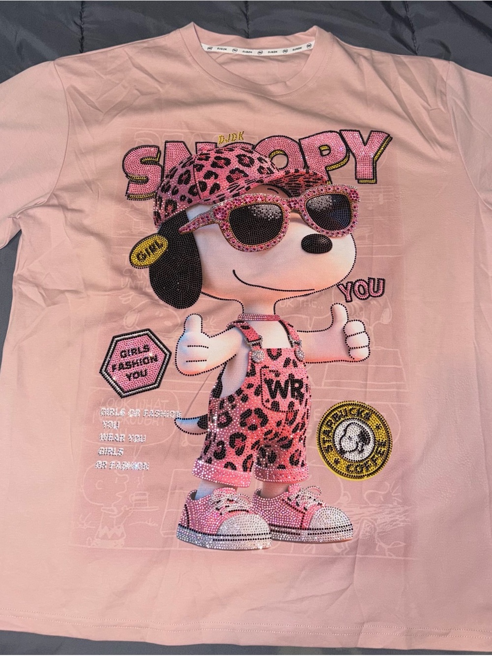 Starbucks Pink Graphic Tee with Embellished Badge